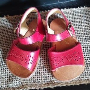 New Red Leather Sandals Euro 17/1.5 US